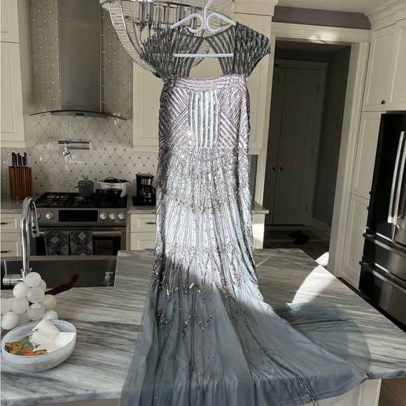 Adrianna Papell  glittering art deco mother of the bride evening dinner gown sz8 - Picture 3 of 16